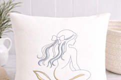 Mermaid Bow Embroidery Design Nautical Beach Decor Product Image 4