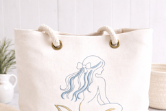 Mermaid Bow Embroidery Design Nautical Beach Decor Product Image 3