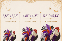 Halloween rooster embroidery design gothic farm chicken Product Image 3