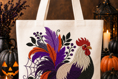 Halloween rooster embroidery design gothic farm chicken Product Image 5