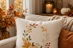 Pumpkin Wreath Embroidery Design Fall Leaves Product Image 4