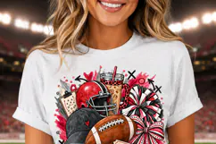 Red Black and White Football Game Day PNG Sublimation Design Product Image 2