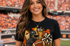 Black Orange Leopard Football Game Day PNG Sublimation Desig Product Image 2