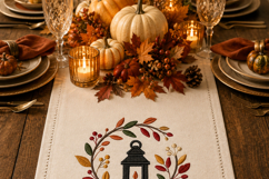 Fall Leaf Wreath with Lantern Machine Embroidery File Product Image 3