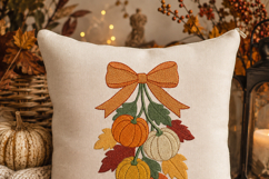 Pumpkin Bow Branch Embroidery Design Fall Leaves Product Image 5