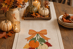 Pumpkin Bow Branch Embroidery Design Fall Leaves Product Image 4