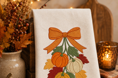 Pumpkin Bow Branch Embroidery Design Fall Leaves Product Image 3