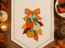Pumpkin Bow Branch Embroidery Design Fall Leaves Product Image 2