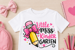 Kindergarten PNG, Pink Pencil Bow Back to School Sublimation Product Image 2