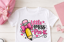 Pre-K PNG, Pink Pencil Bow Back to School Girl Sublimation Product Image 2