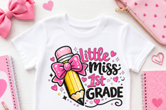 1st Grade PNG, Pencil Bow Back to School Girl Sublimation Product Image 2