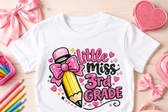 3rd Grade PNG, Pencil Bow Back to School Girl Sublimation Product Image 3