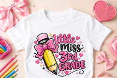 3rd Grade PNG, Pencil Bow Back to School Girl Sublimation Product Image 3