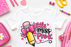 Pre-K PNG, Pink Pencil Bow Back to School Girl Sublimation Product Image 3