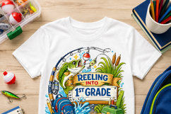 Reeling Into 1st Grade PNG, Fishing Back to School Sulimate Product Image 2