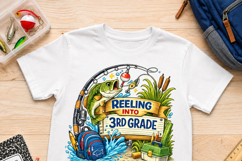 Reeling Into 3rd Grade PNG, Back to School Sublimation Product Image 2
