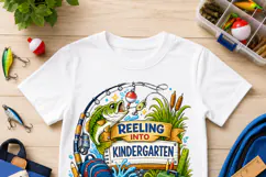 Reeling Into Kindergarten PNG, Fishing Back to School Design Product Image 2