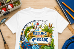 Reeling Into 4th Grade PNG, Fishing Back to School Sublimate Product Image 2
