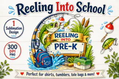 Reeling Into 3rd Grade PNG, Fishing Back to School Sublimate Product Image 1