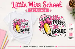1st Grade PNG, Pencil Bow Back to School Girl Sublimation Product Image 1