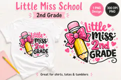2nd Grade PNG, Pencil Bow Back to School Girl Sublimation Product Image 1