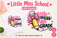 4th Grade PNG, Pencil Bow Back to School Girl Sublimation Product Image 1