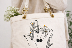 ASL I Love You Embroidery Design, Floral Hand Machine File Product Image 5