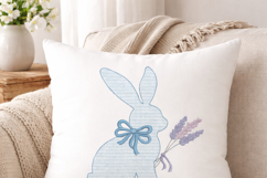 Floral Bunny Embroidery Design with Lavender Bow Product Image 2