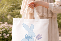 Floral Bunny Embroidery Design with Lavender Bow Product Image 3