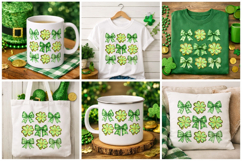 Coquette St Patrick’s Day Shamrock Bow PNG for Sublimation Product Image 4