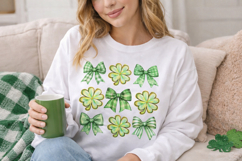 Coquette St Patrick’s Day Shamrock Bow PNG for Sublimation Product Image 6