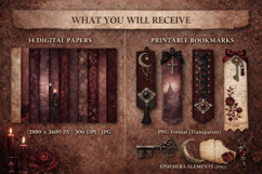 Gothic Burgundy, Dark Academia Digital Papes Product Image 8