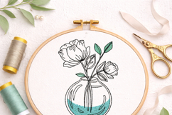 Monstera &amp; Rose Embroidery Designs Bundle 4x4 Hoop, Botanica Product Image 7