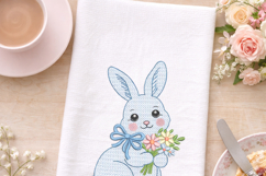 Bow Bunny Embroidery Design with Flowers Product Image 3