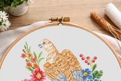 Hawk Vintage Cross Stitch Pattern with Flowers Product Image 2