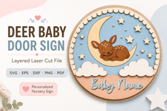 Deer Baby Name Sign SVG | Woodland Nursery Door Sign Product Image 1