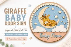 Giraffe Baby Name Sign SVG | Safari Nursery Door Sign Product Image 1