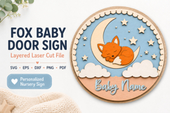 Fox Baby Name Sign SVG | Woodland Nursery Door Sign Product Image 1