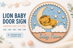 Lion Baby Name Sign SVG | Safari Nursery Door Sign Product Image 1
