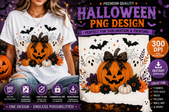 Cute Halloween Pumpkin Ghost PNG Sublimation Product Image 1