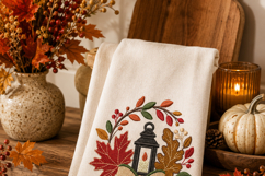 Fall Wreath Lantern Machine Embroidery Design Autumn Leaf Product Image 6