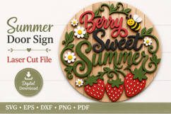 Berry Sweet Summer Sign - SVG Laser Door Hanger Cut Files Product Image 1
