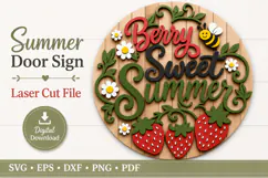 Berry Sweet Summer Sign - SVG Laser Door Hanger Cut Files Product Image 1