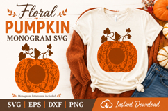 Floral Pumpkin Monogram SVG Cut File for Cricut &amp; Glowforge Product Image 1