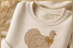 Turkey with Bow Machine Embroidery Design Fall Thanksgiving Product Image 4