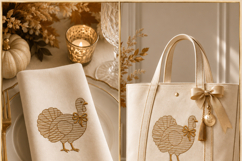 Turkey with Bow Machine Embroidery Design Fall Thanksgiving Product Image 3