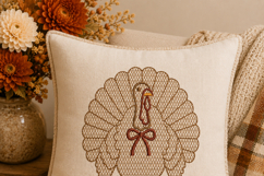 Turkey with Bow Machine Embroidery Design Fall Thanksgiving Product Image 3