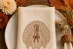 Turkey with Bow Machine Embroidery Design Fall Thanksgiving Product Image 5