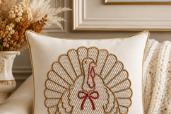 Turkey with Bow Machine Embroidery Design Fall Thanksgiving Product Image 5