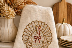 Turkey with Bow Machine Embroidery Design Fall Thanksgiving Product Image 4